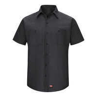 Red Kap SX20 Men's Short Sleeve Black Customizable Moisture-Wicking Work Shirt with MIMIX Flex Panels - Small