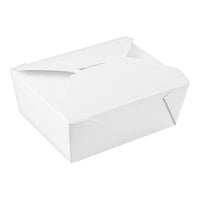 Fold-Pak 08BPWHITEM Bio-Pak 6" x 5" x 2" White Microwavable Paper #8 Take-Out Containers - 300/Case