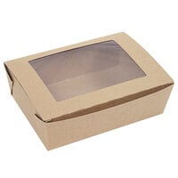 Bio-Plus View 03BPVIEWEM 8 1/2 inch x 6 1/4 inch x 2 1/2 inch Kraft Paper #3 Take-Out Container - 160/Case
