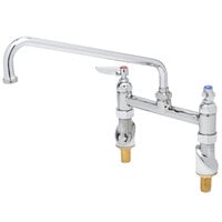T&S B-0221-KK Deck Mounted Faucet with 12" Swing Nozzle, 8" Centers, 23.09 GPM Stream Regulator Outlet, Eterna Cartridges, and Lever Handles