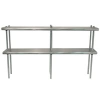 Advance Tabco DS-12-108R 12 inch x 108 inch Table Rear Mounted Double Deck Stainless Steel Shelving Unit - Adjustable with 1 inch Rear Turn-Up