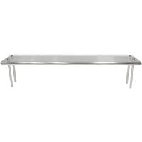 Advance Tabco TS-12-84R 12" x 84" Table Rear Mounted Single Deck Stainless Steel Shelving Unit - Adjustable with 1" Rear Turn-Up