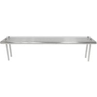 Advance Tabco TS-12-72R 12 inch x 72 inch Table Rear Mounted Single Deck Stainless Steel Shelving Unit - Adjustable with 1 inch Rear Turn-Up