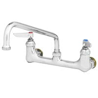 T&S B-0232-CC-CR Wall Mounted Double Pantry Faucet with 8 inch Centers, 6 inch Swing Nozzle, Cerama Cartridges, and CC Connections