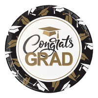 Creative Converting 9" Round Graduation "Congrats Grad!" Paper Plate - 96/Case