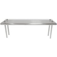 Advance Tabco TS-12-48R 12" x 48" Table Rear Mounted Single Deck Stainless Steel Shelving Unit - Adjustable with 1" Rear Turn-Up