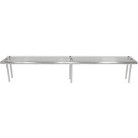 Advance Tabco TS-12-132R 12 inch x 132 inch Table Rear Mounted Single Deck Stainless Steel Shelving Unit - Adjustable with 1 inch Rear Turn-Up