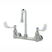 T&S B-0230-132XA-CR Wall Mounted Pantry Faucet with 8 inch Adjustable Centers, 2 7/8 inch Swivel Gooseneck, Cerama Cartridges, and 4 inch Wrist Action Handles