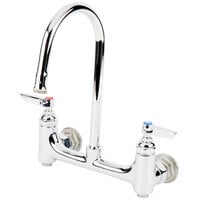 T&S B-0330-BST Wall Mount Faucet with 8 inch Adjustable Centers, 5 3/4 inch Gooseneck, and Eterna Cartridges