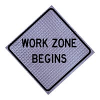 Cortina QuadraFlex 48" x 48" Superbright Reflective "Work Zone Begins" Roll-Up Sign with Velcro® 07-800-0700-L-RU