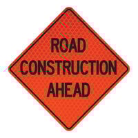 Cortina QuadraFlex 48" x 48" Diamond-Grade "Road Construction Ahead" Roll-Up Sign 07-800-4055-L
