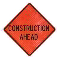 Cortina QuadraFlex 48" x 48" Superbright Reflective "Construction Ahead" Roll-Up Sign with Velcro® 07-800-4030-LV