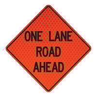 Cortina QuadraFlex 48" x 48" Diamond-Grade "One Lane Road Ahead" Roll-Up Sign with Velcro® 07-800-4053-LV