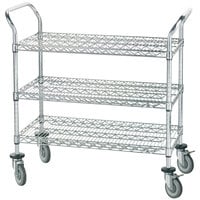 Advance Tabco WUC-2442R 24 inch x 42 inch Chrome Wire Utility Cart with Rubber Casters