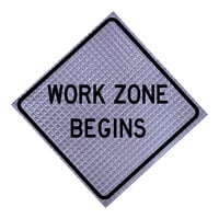Cortina QuadraFlex 48" x 48" Superbright Reflective "Work Zone Begins" Roll-Up Sign 07-800-0700-L-PL