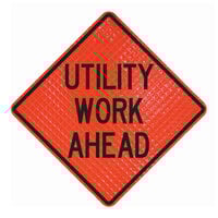 Cortina QuadraFlex 48" x 48" Superbright Reflective "Utility Work Ahead" Roll-Up Sign with Velcro® 07-800-4046-LV