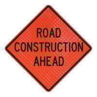 Cortina QuadraFlex 48" x 48" Superbright Reflective "Road Construction Ahead" Roll-Up Sign 07-800-4036-L