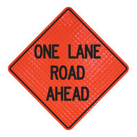 Cortina QuadraFlex 48" x 48" Superbright Reflective "One Lane Road Ahead" Roll-Up Sign 07-800-4032-L