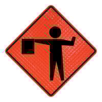 Cortina QuadraFlex 48" x 48" Superbright Reflective Roll-Up Sign with Flagger Symbol 07-800-4025-L