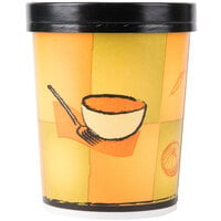 Huhtamaki 71853 Streetside Print 32 oz. Double Poly-Paper Soup / Hot Food Cup with Vented Paper Lid - 250/Case