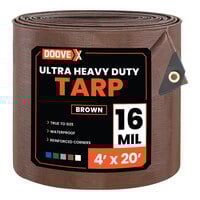 Doovex 4' x 20' Brown Ultra Heavy-Duty Weatherproof 16 Mil Polyethylene Tarp DVX-T16BR420