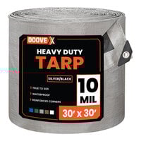 Doovex 30' x 30' Silver / Black Heavy-Duty Weatherproof 10 Mil Polyethylene Tarp DVX-T10SB3030
