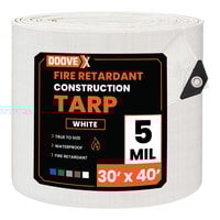 Doovex 30' x 40' White Fire-Retardant Weatherproof 5 Mil Polyethylene Tarp DVX-T5WH3040