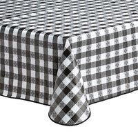 Choice 52" x 70" Black Textured Gingham Vinyl Table Cover with Flannel Back - 4/Case