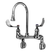 T&S B-0355 Wall Mounted Surgical Sink Faucet with Adjustable Centers, 11 inch High Rigid Gooseneck, Built-In Stops, and 6 inch Wrist Action Handles