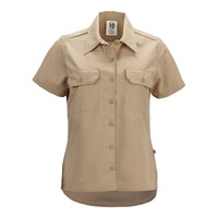Mercer Culinary Metro Edge Women's Khaki Customizable Short Sleeve Brewer / Work Shirt - 2XL