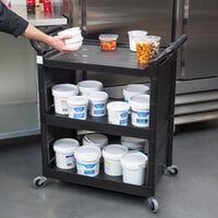 Rubbermaid FG342100BLA Black Bussing Cart with End Panels