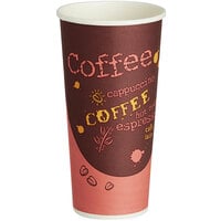 Choice 24 oz. Single Wall Coffee Print Poly Paper Hot Cup - 500/Case