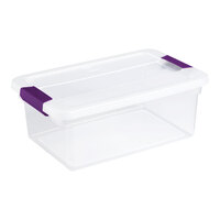 Sterilite ClearView 3.75 Gallon Clear Latch Box with Sweet Plum Handle Lid 17531712 - 12/Case