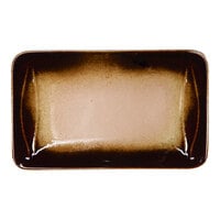 Ariane Sahara 8 1/4" x 5 1/8" Brown Rectangular Embossed Wide Rim Porcelain Platter - 6/Case