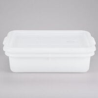 Tablecraft DBF55 White 21 1/4 inch x 15 3/4 inch x 5 inch Perforated Plastic Freezer Safe Drain Box Combo