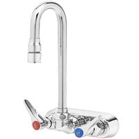 T&S B-1115-132X Wall Mount Workboard Faucet with 4 inch Centers, 9 5/16 inch Gooseneck, Escutcheon, and Tailpieces