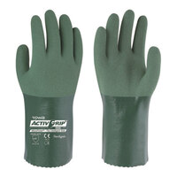 Cordova TOWA ActivGrip 12" 13-Gauge Green Nitrile Vendpacked Gloves with Polyester / Cotton Lining and MicroFinish Grip - Pair - 12/Pack
