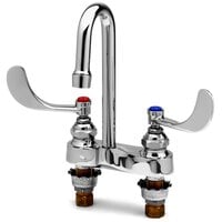 T&S B-0892-CR-LF05 0.5 GPM Deck Mount Centerset Mixing Faucet with 4 inch Centers, 10 7/16 inch Gooseneck, 4 inch Wrist Action Handles, and Cerama Cartridges