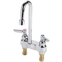 T&S B-0896 Deck Mounted Medical Faucet with 2 7/8" Gooseneck Spout, 4" Adjustable Centers, Vandal Resistant 2.2 GPM Aerator, Eterna Cartridges, and Lever Handles