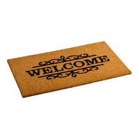 Lavex 1' 6 inch x 2' 6 inch Coir Entrance Welcome Mat with PVC Backing - 1 inch Thick
