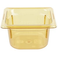 Vollrath 9064410 Super Pan® 1/6 Size Amber High Heat Plastic Food Pan - 4 inch Deep