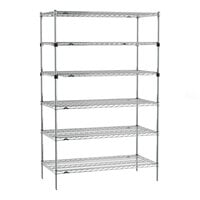 Metro Super Erecta EZ-ADD 24" x 48" Chrome 6-Shelf Stationary Shelving Unit with 74" Posts