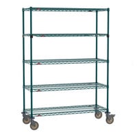 Metro Super Erecta EZ-ADD 18" x 48" Metroseal Green Epoxy 5-Shelf Mobile Shelving Unit with 63" Posts