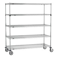 Metro Super Erecta EZ-ADD 24" x 60" Chrome 5-Shelf Mobile Shelving Unit with 63" Posts