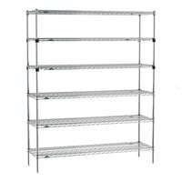 Metro Super Erecta EZ-ADD 18" x 60" Chrome 6-Shelf Stationary Shelving Unit with 74" Posts