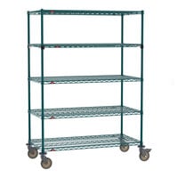 Metro Super Erecta EZ-ADD 24" x 48" Metroseal Green Epoxy 5-Shelf Mobile Shelving Unit with 63" Posts