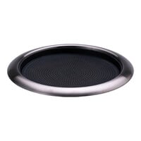 Service Ideas Metallic Elements 14" Dark Tungsten Round Serving Tray with Removable Non-Slip Insert TR1412RIDT - 12/Case