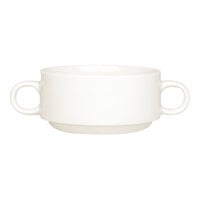 10 Strawberry Street Crism 8 oz. Round White Porcelain Soup Cup with Handles - 24/Case