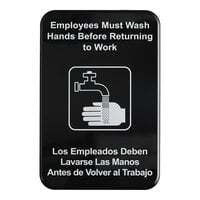 Lavex 9" x 6" Black and White English / Spanish "Employees Must Wash Hands" Sign