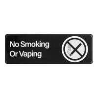 Lavex 9" x 3" Black and White "No Smoking Or Vaping" Sign